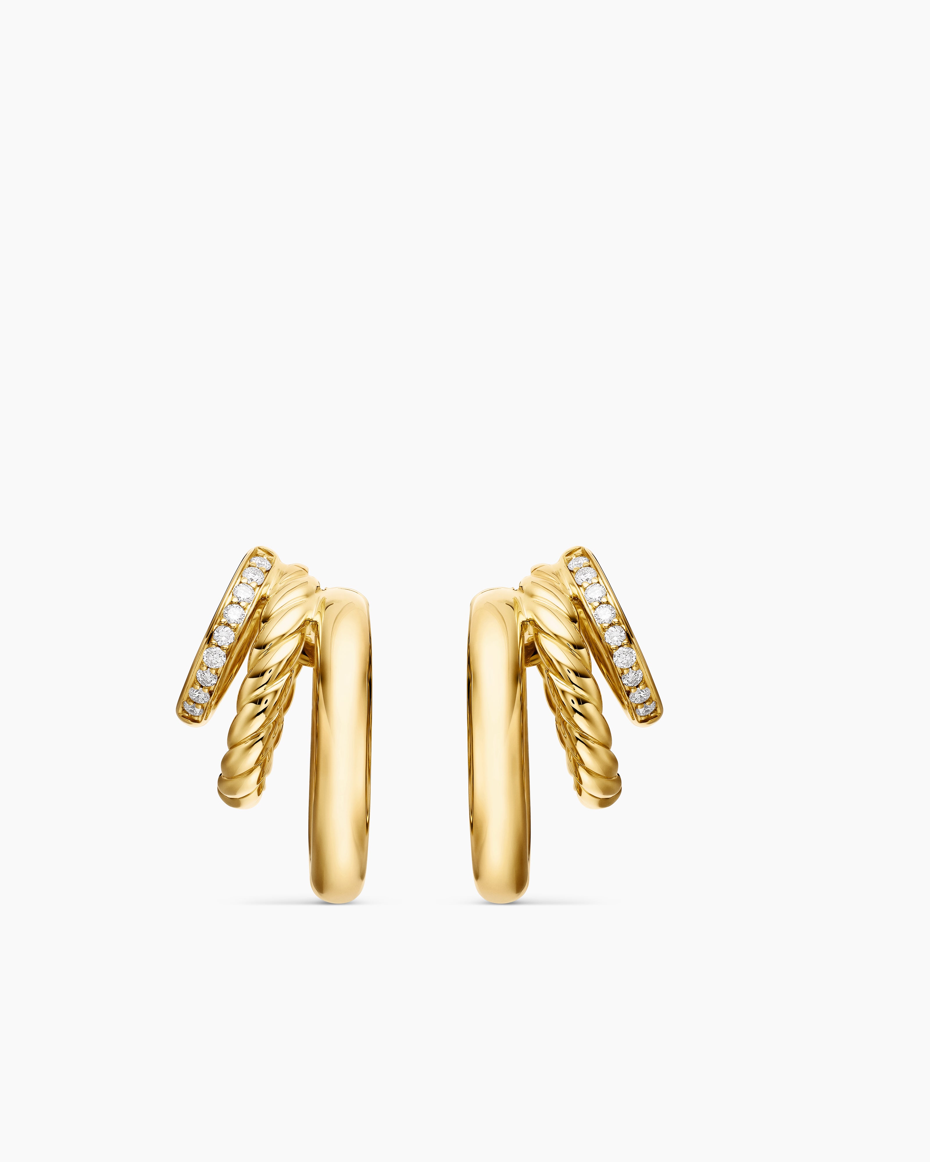 DY Mercer® Three Row Hoop Earrings 18K Yellow Gold with Diamonds, 21mm