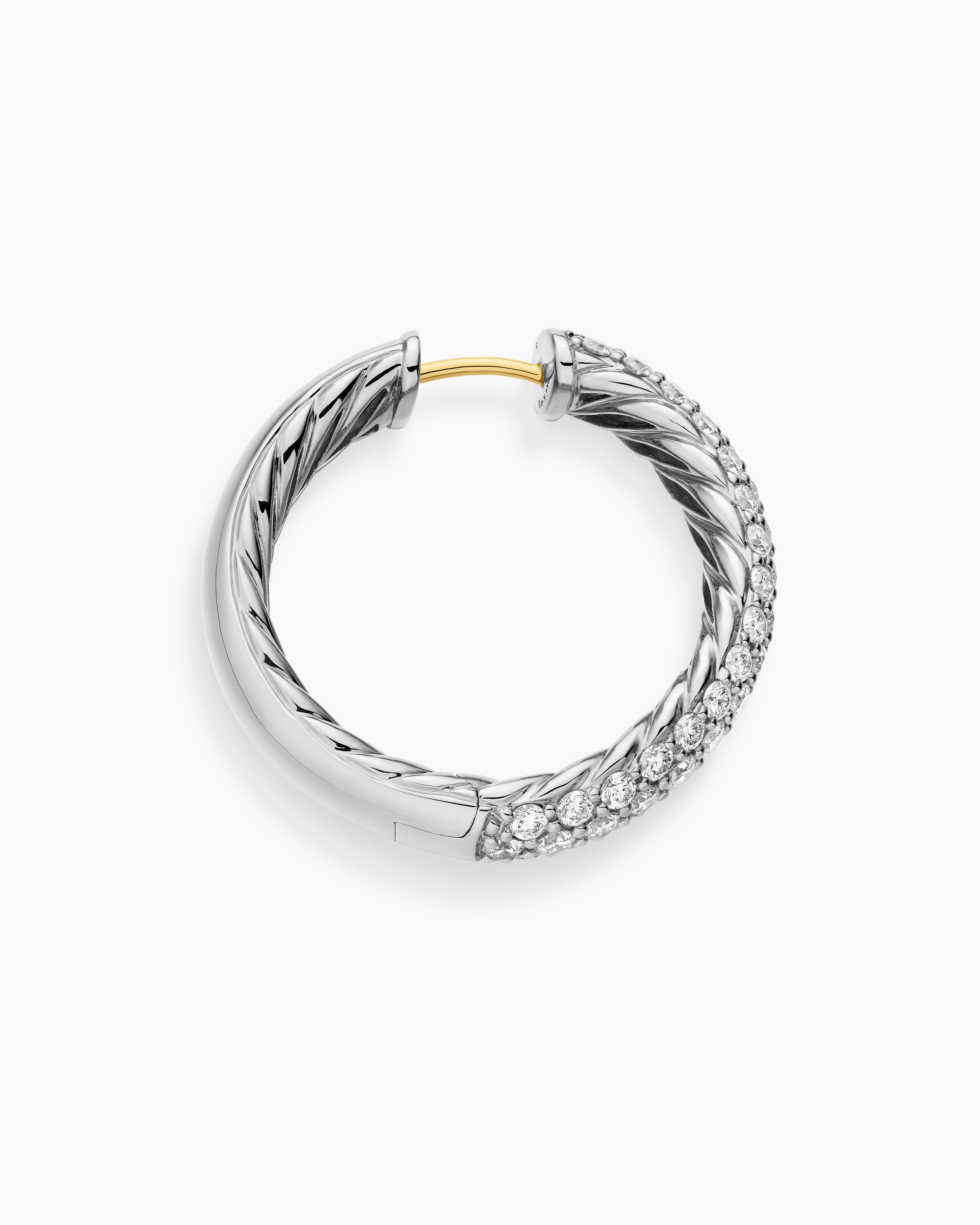 DY Mercer® Hoop Earrings Sterling Silver with Diamonds, 25.4mm