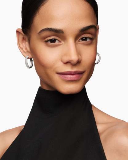 DY Mercer® Hoop Earrings Sterling Silver with Diamonds, 25.4mm