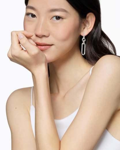 Lexington Double Link Drop Earrings Sterling Silver, 53mm