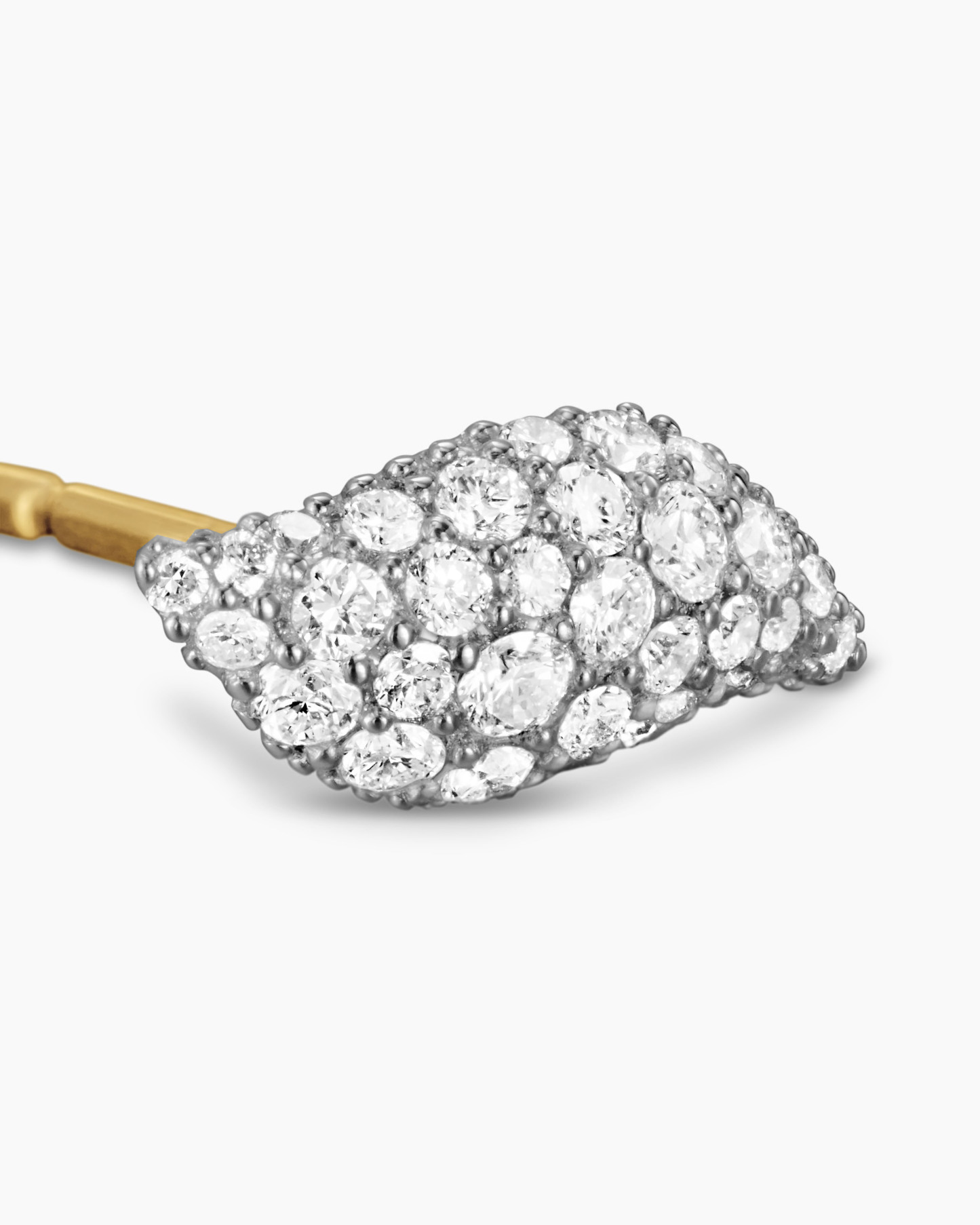 Petite Pavé Flute Stud Earrings Sterling Silver with Diamonds, 10.6mm
