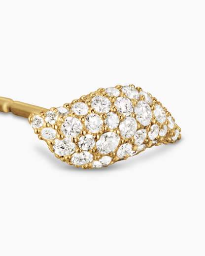 Petite Pavé Flute Stud Earrings 18K Yellow Gold with Diamonds, 10.6mm