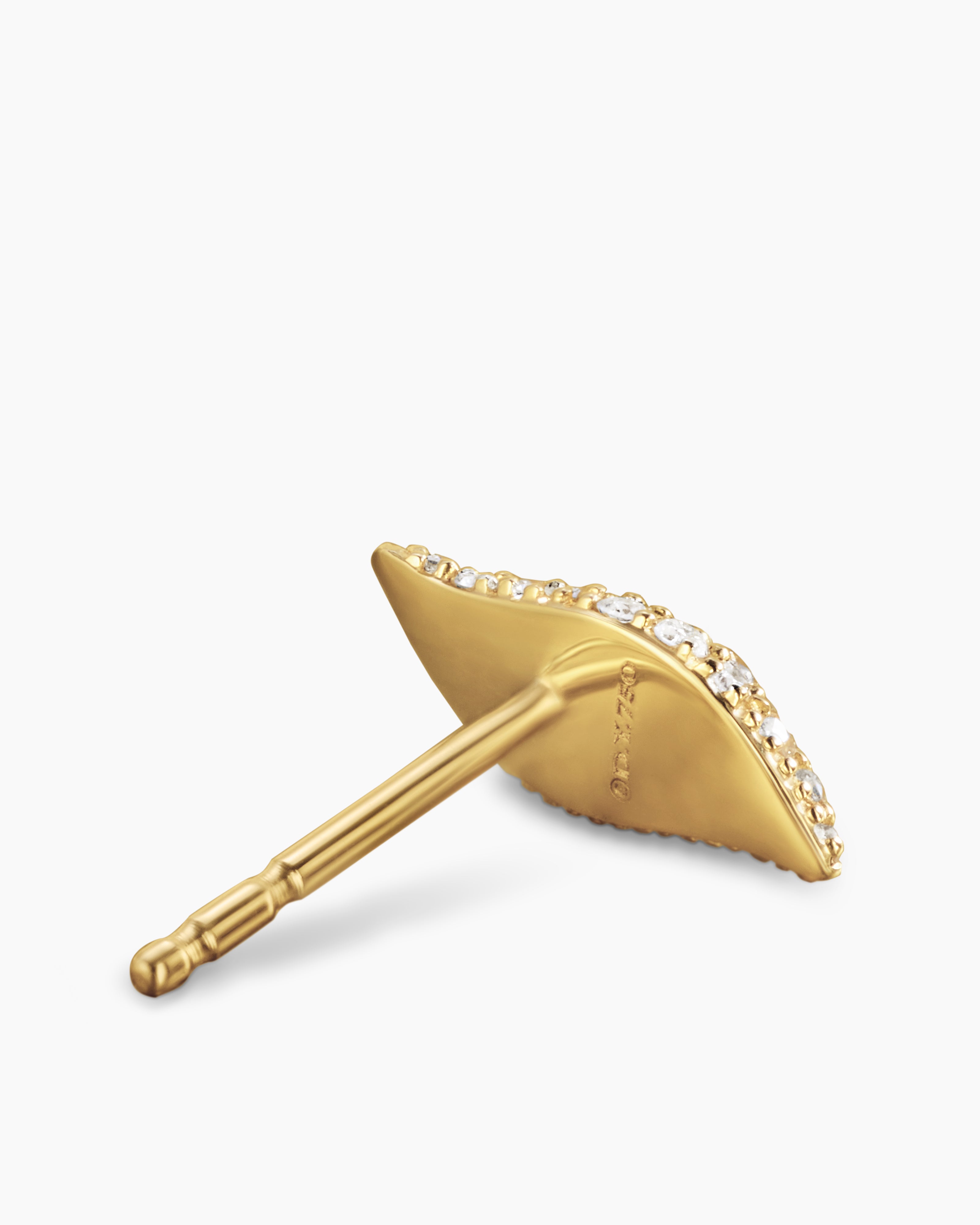 Petite Pavé Flute Stud Earrings 18K Yellow Gold with Diamonds, 10.6mm
