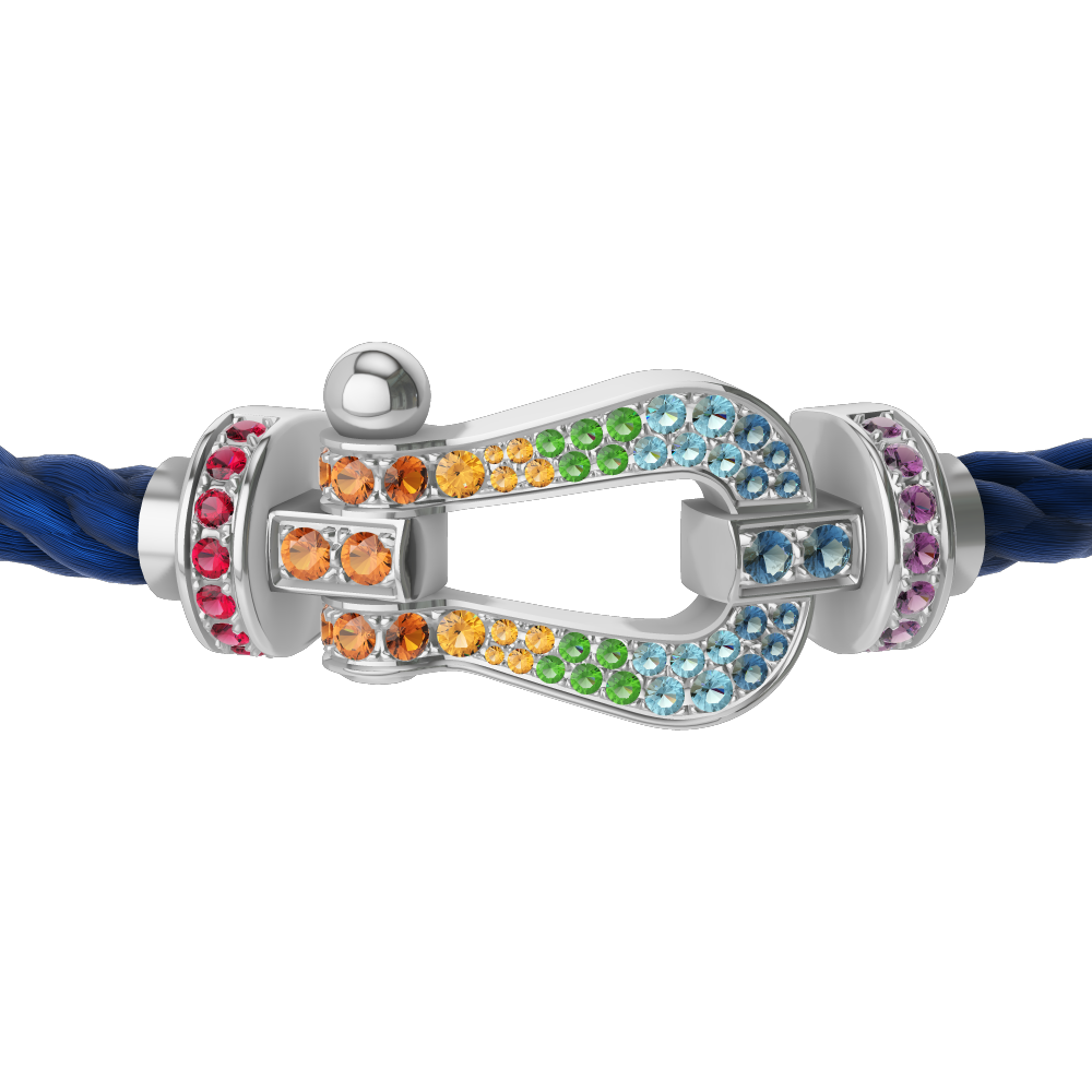 FORCE 10 BRACELET 18K WHITE GOLD AND COLORED STONES LARGE MODEL