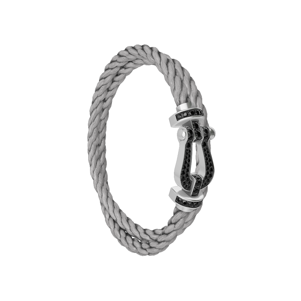 FORCE 10 BRACELET 18K WHITE GOLD AND BLACK DIAMONDS LARGE MODEL