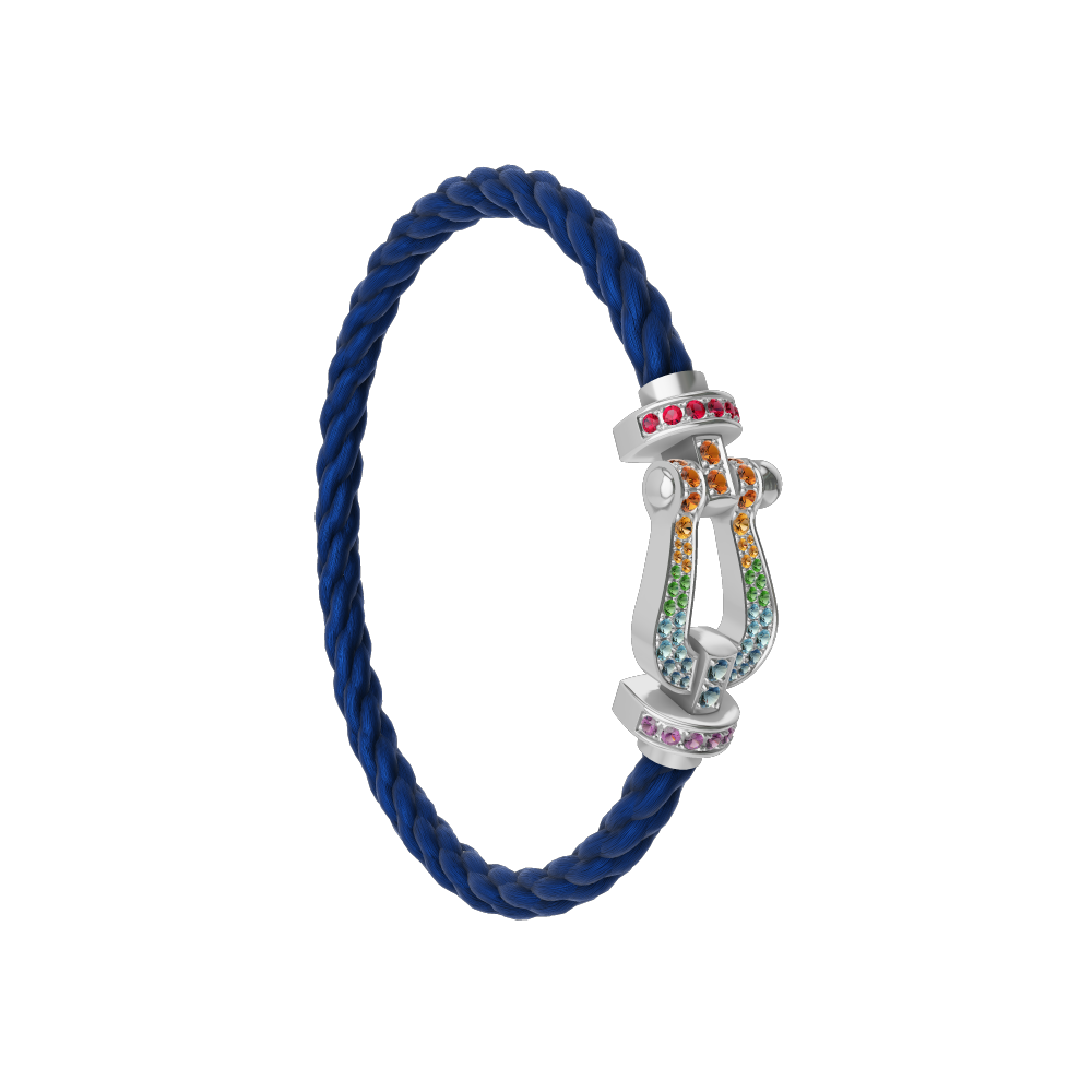 FORCE 10 BRACELET 18K WHITE GOLD AND COLORED STONES LARGE MODEL
