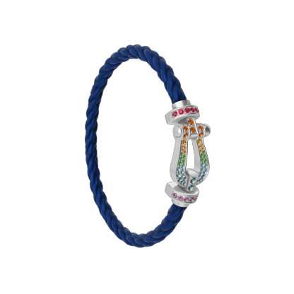 FORCE 10 BRACELET 18K WHITE GOLD AND COLORED STONES LARGE MODEL