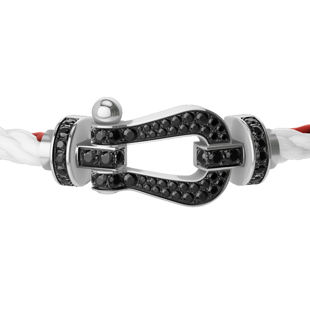 FORCE 10 BRACELET 18K WHITE GOLD AND BLACK DIAMONDS LARGE MODEL