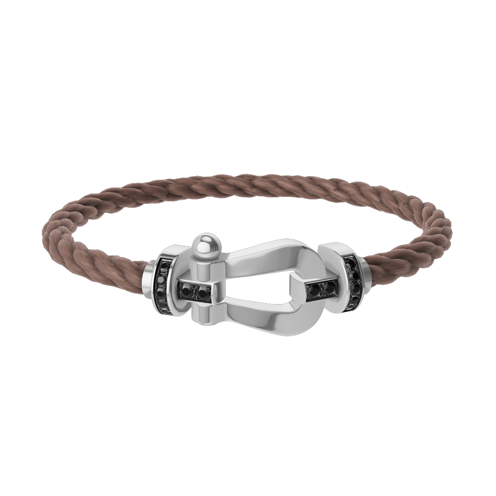 FORCE 10 BRACELET 18K WHITE GOLD AND BLACK DIAMONDS LARGE MODEL