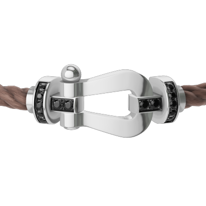 FORCE 10 BRACELET 18K WHITE GOLD AND BLACK DIAMONDS LARGE MODEL