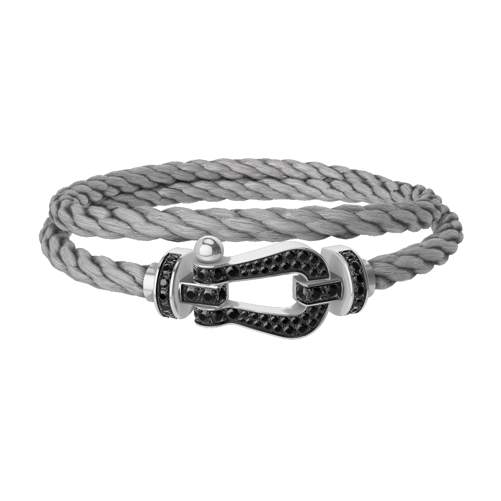 FORCE 10 BRACELET 18K WHITE GOLD AND BLACK DIAMONDS LARGE MODEL