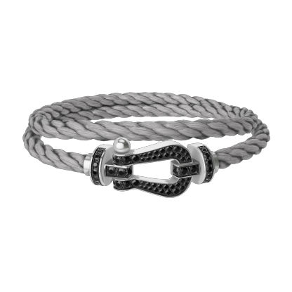FORCE 10 BRACELET 18K WHITE GOLD AND BLACK DIAMONDS LARGE MODEL
