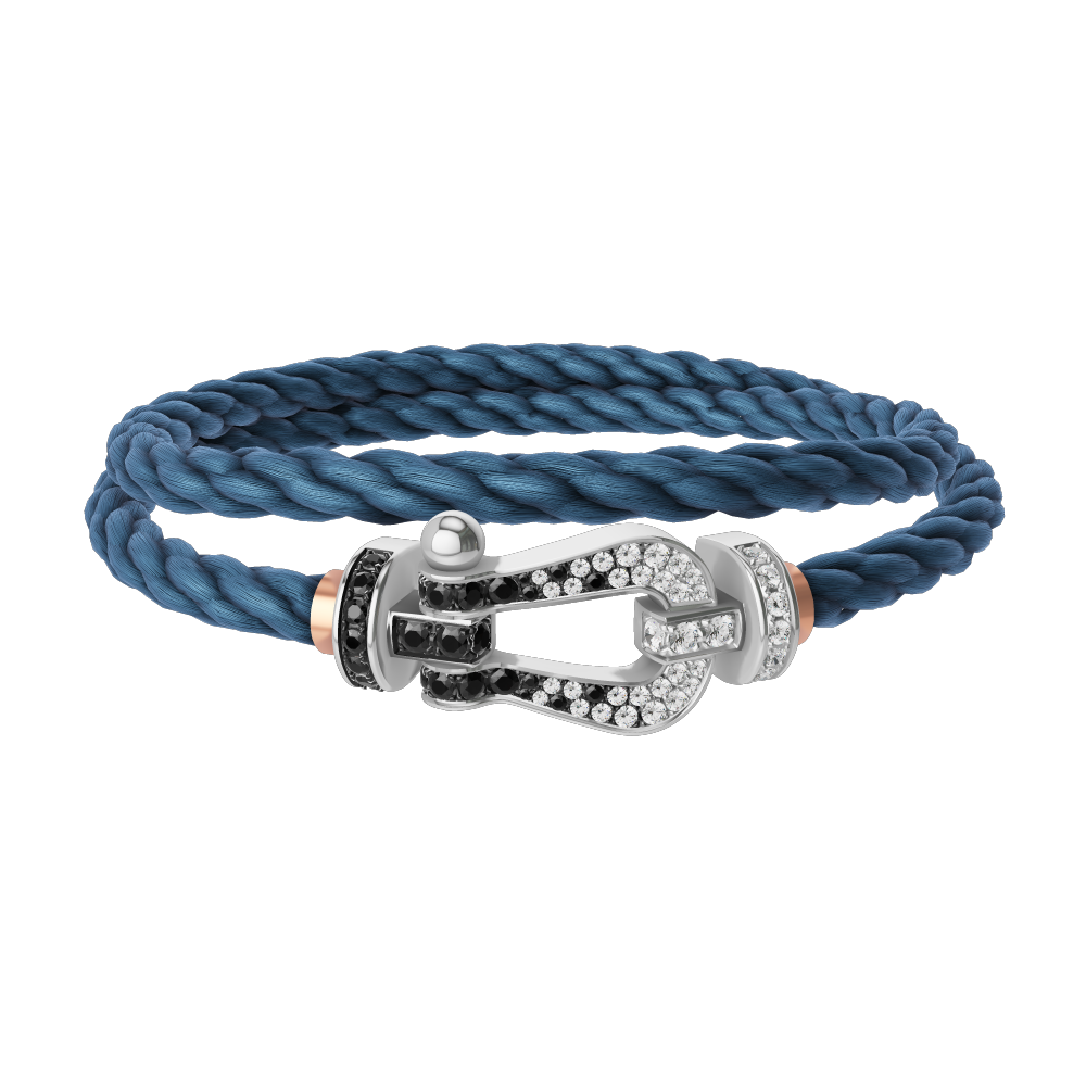 FORCE 10 BRACELET 18K WHITE GOLD AND BLACK AND WHITE DIAMONDS LARGE MODEL