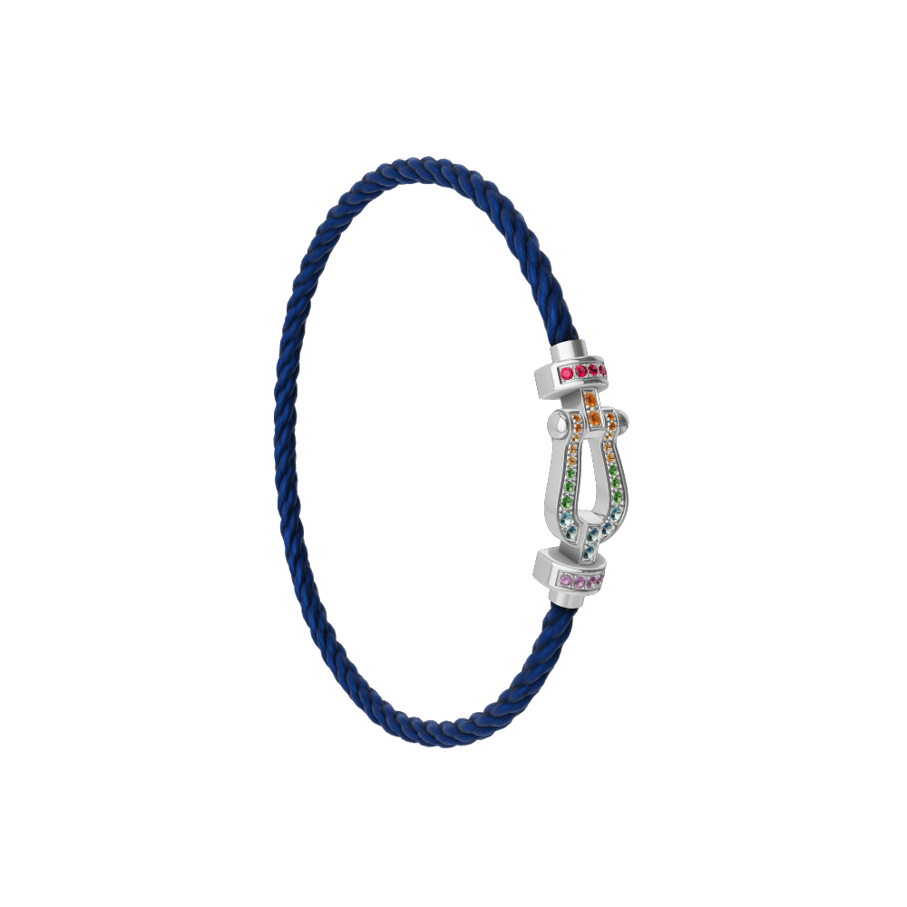 FORCE 10 BRACELET MEDIUM MODEL IN 18K WHITE GOLD AND COLOURED STONES