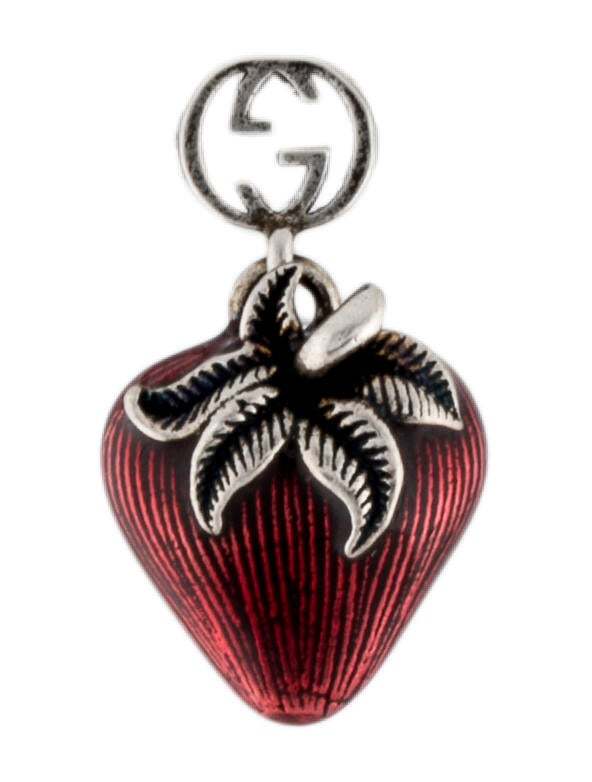 Enamel Interlocking G Strawberry Single Earring