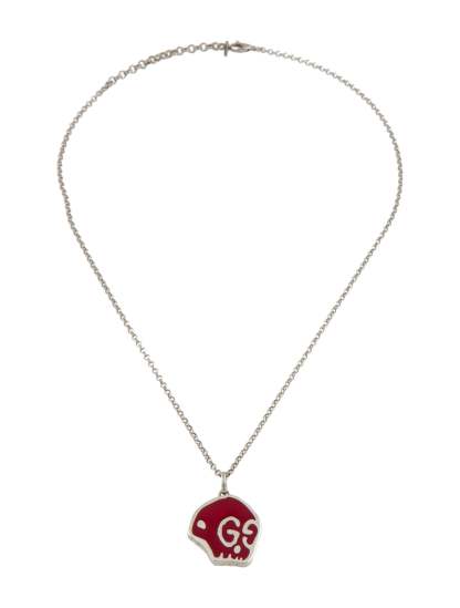 Enamel Ghost Skull Pendant Necklace