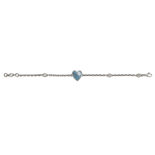 Interlocking G Light Blue Enamel Heart Bracelet