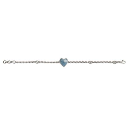Interlocking G Light Blue Enamel Heart Bracelet