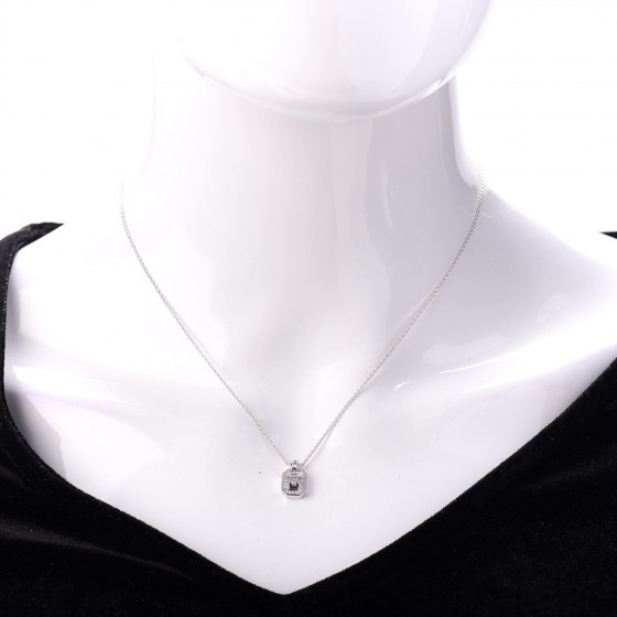 18K White Gold Diamond H W Logo Pendant Necklace