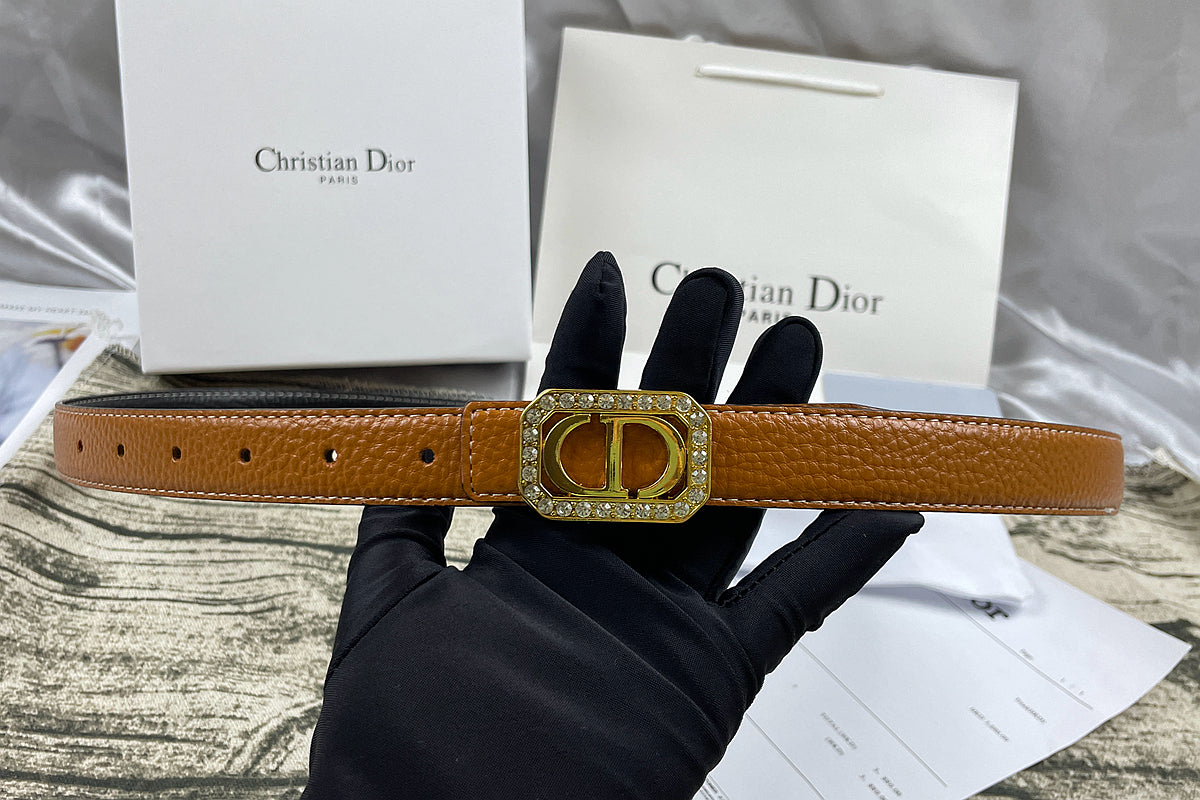 6 Colors luxury rhinestone lychee pattern double-sided belt