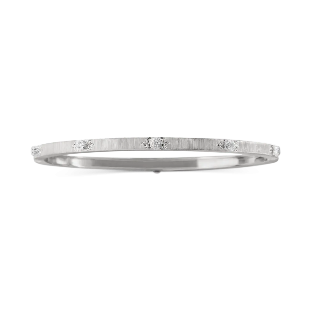 MACRI CLASSICA WHITE GOLD RIGATO BRACELET WITH DIAMONDS
