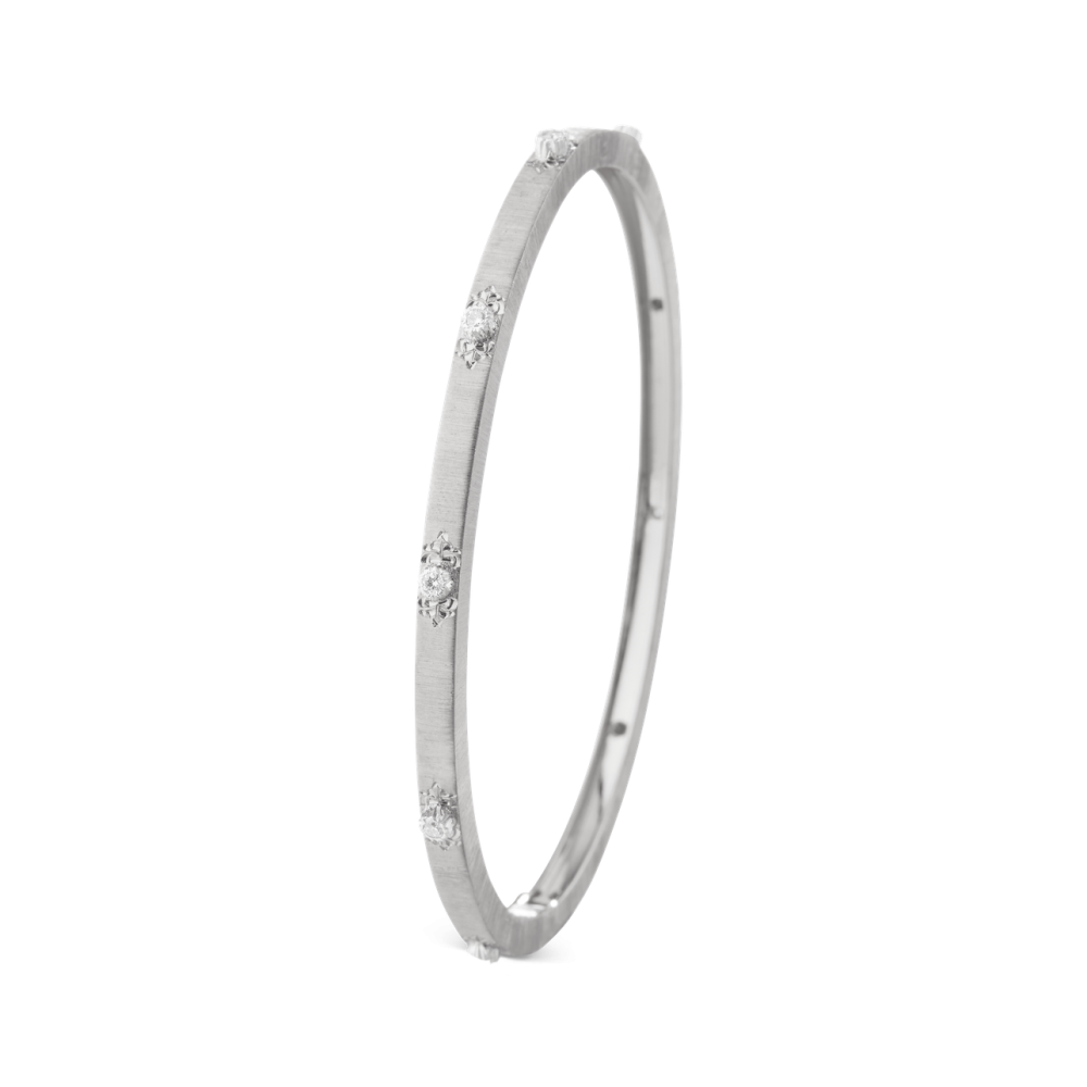 MACRI CLASSICA WHITE GOLD RIGATO BRACELET WITH DIAMONDS