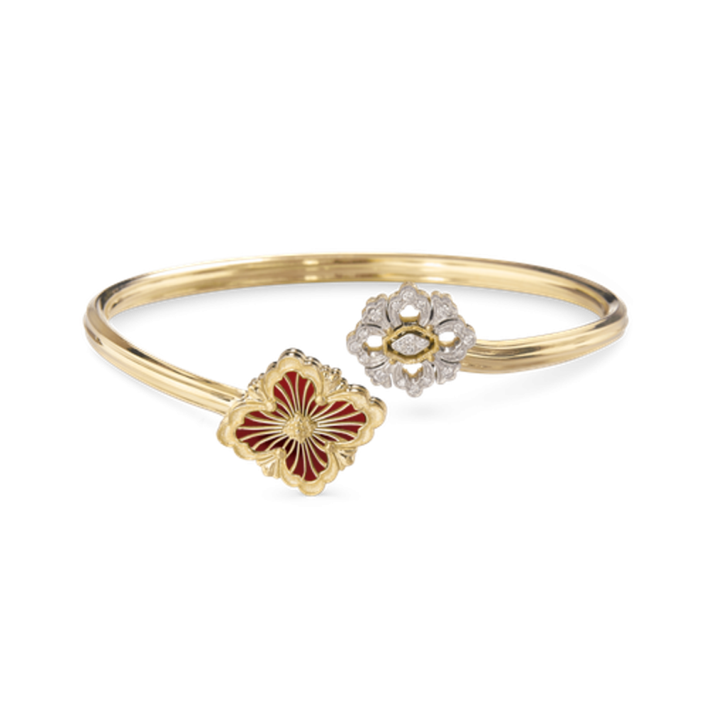 OPERA TULLE WHITE GOLD BRACELET WITH RED ENAMEL BACKGROUND