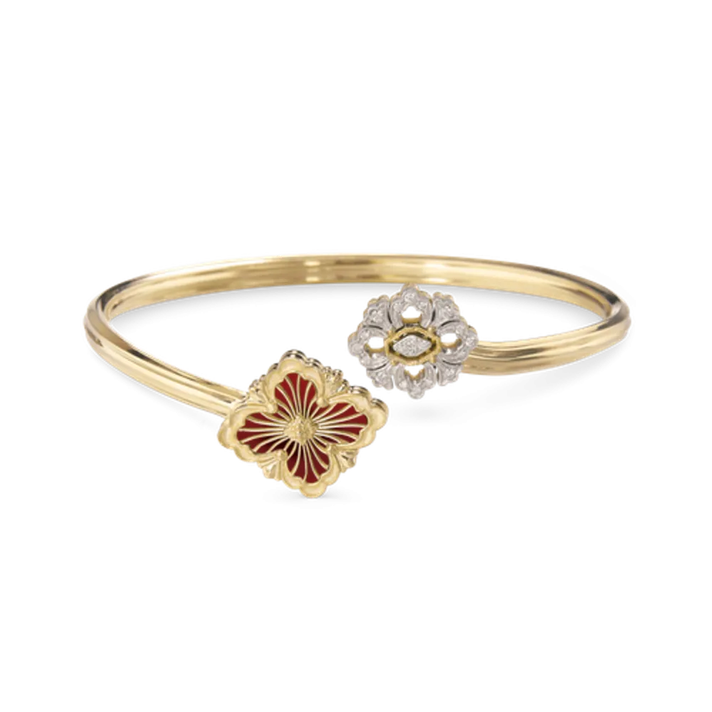OPERA TULLE WHITE GOLD BRACELET WITH RED ENAMEL BACKGROUND