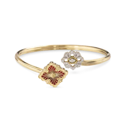 OPERA TULLE WHITE GOLD BRACELET WITH RED ENAMEL BACKGROUND