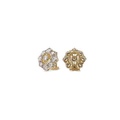 TULLE WHITE AND YELLOW GOLD RAGGIERA EARRINGS WITH DIAMONDS