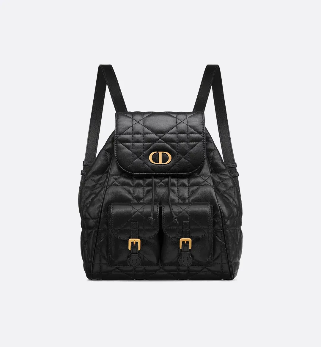Medium Dior Caro Backpack Black Macrocannage Lambskin
