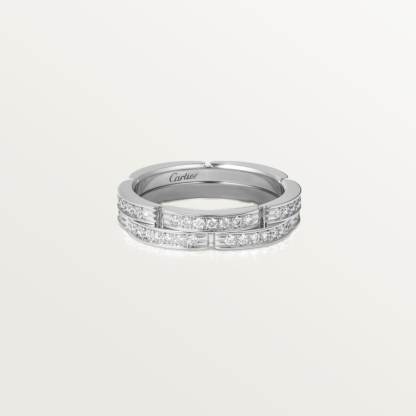 MAILLON PANTHÈRE THIN WEDDING BAND, 2 HALF DIAMOND-PAVED ROWS