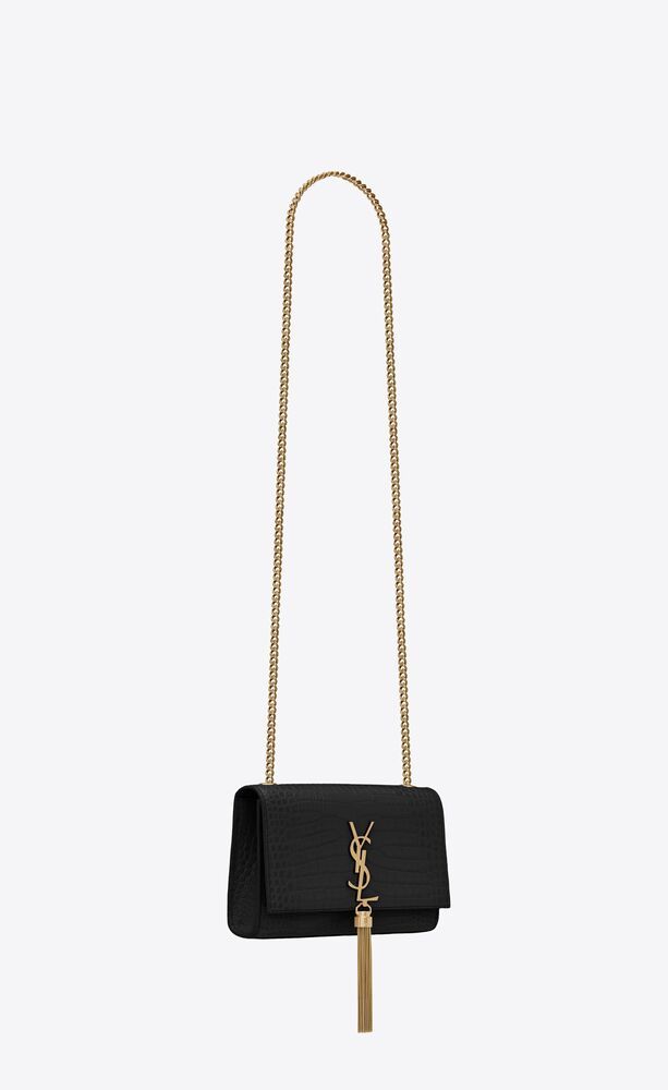 KATE SMALL TASSEL IN CROCODILE-EMBOSSED LEATHER