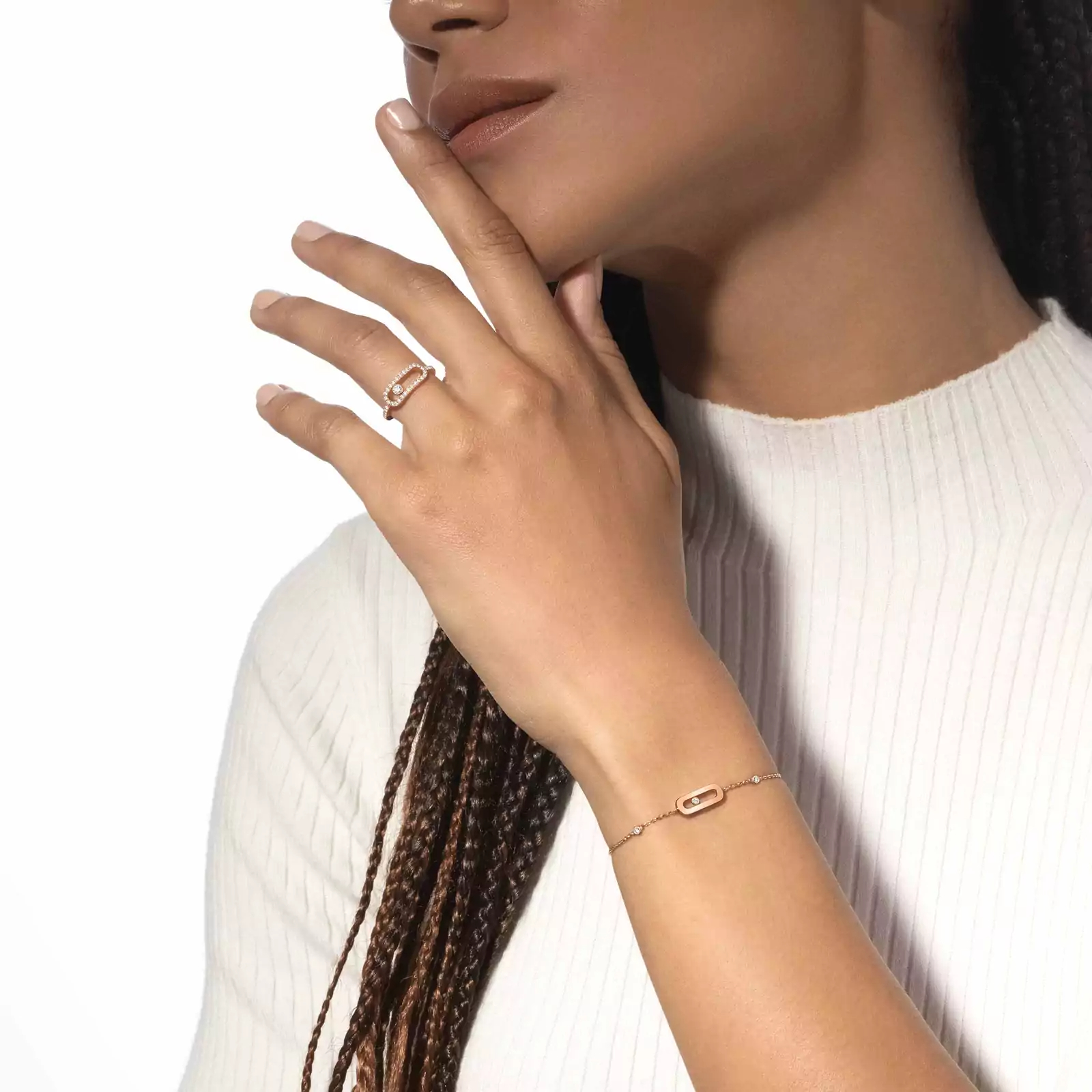 Move Uno Pavé LM Pink Gold Diamond Ring