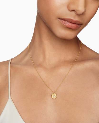 Initial Charm Necklace 18K Yellow Gold with Diamond D