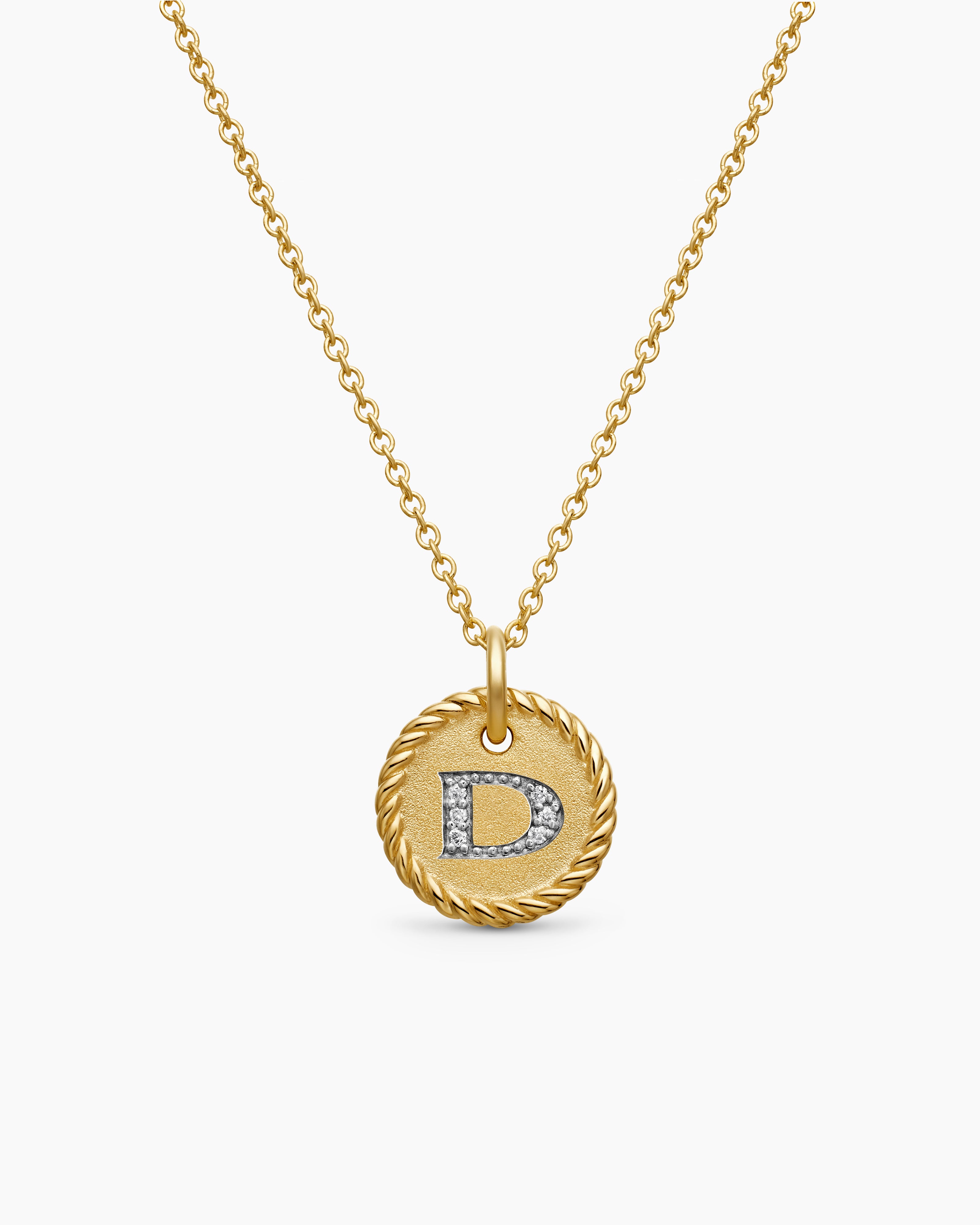 Initial Charm Necklace 18K Yellow Gold with Diamond D