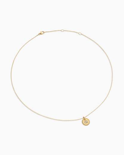 Initial Charm Necklace 18K Yellow Gold with Diamond Q