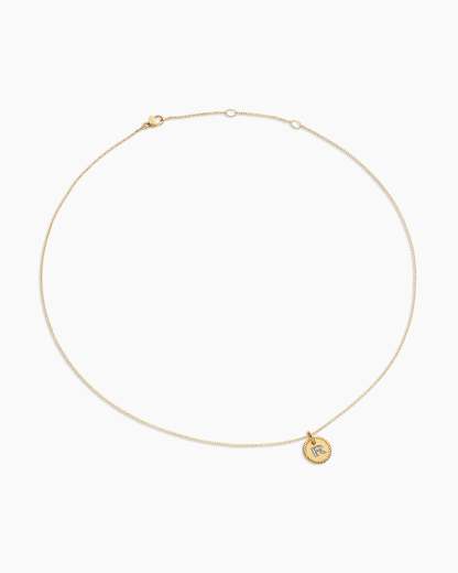 Initial Charm Necklace 18K Yellow Gold with Diamond R