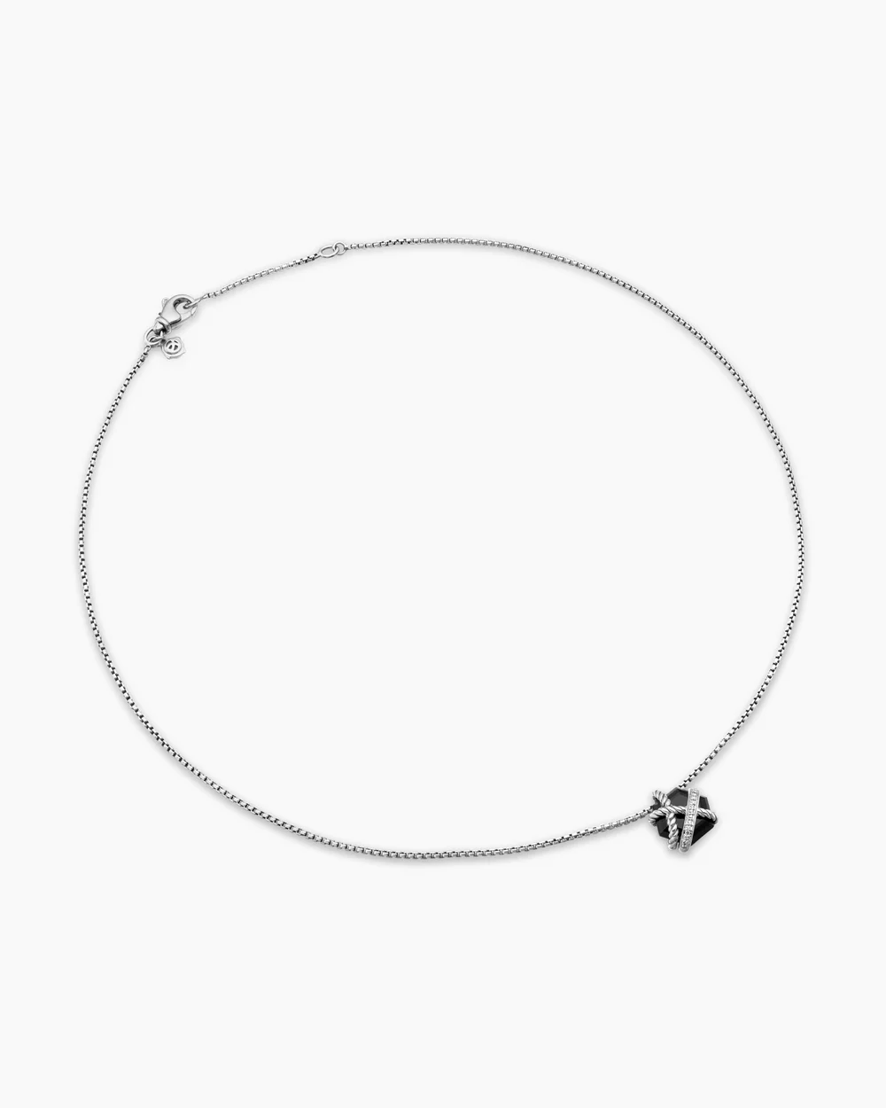 Cable Wrap Necklace Sterling Silver with Black Onyx and Diamonds, 12.5mm