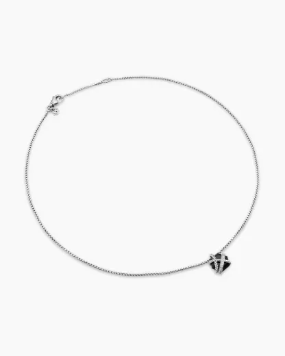 Cable Wrap Necklace Sterling Silver with Black Onyx and Diamonds, 12.5mm