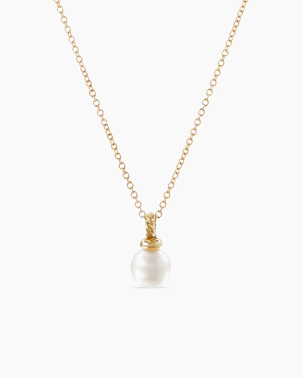 Petite Solari Pendant Necklace 18K White Gold with Pearl and Diamonds, 11.5mm