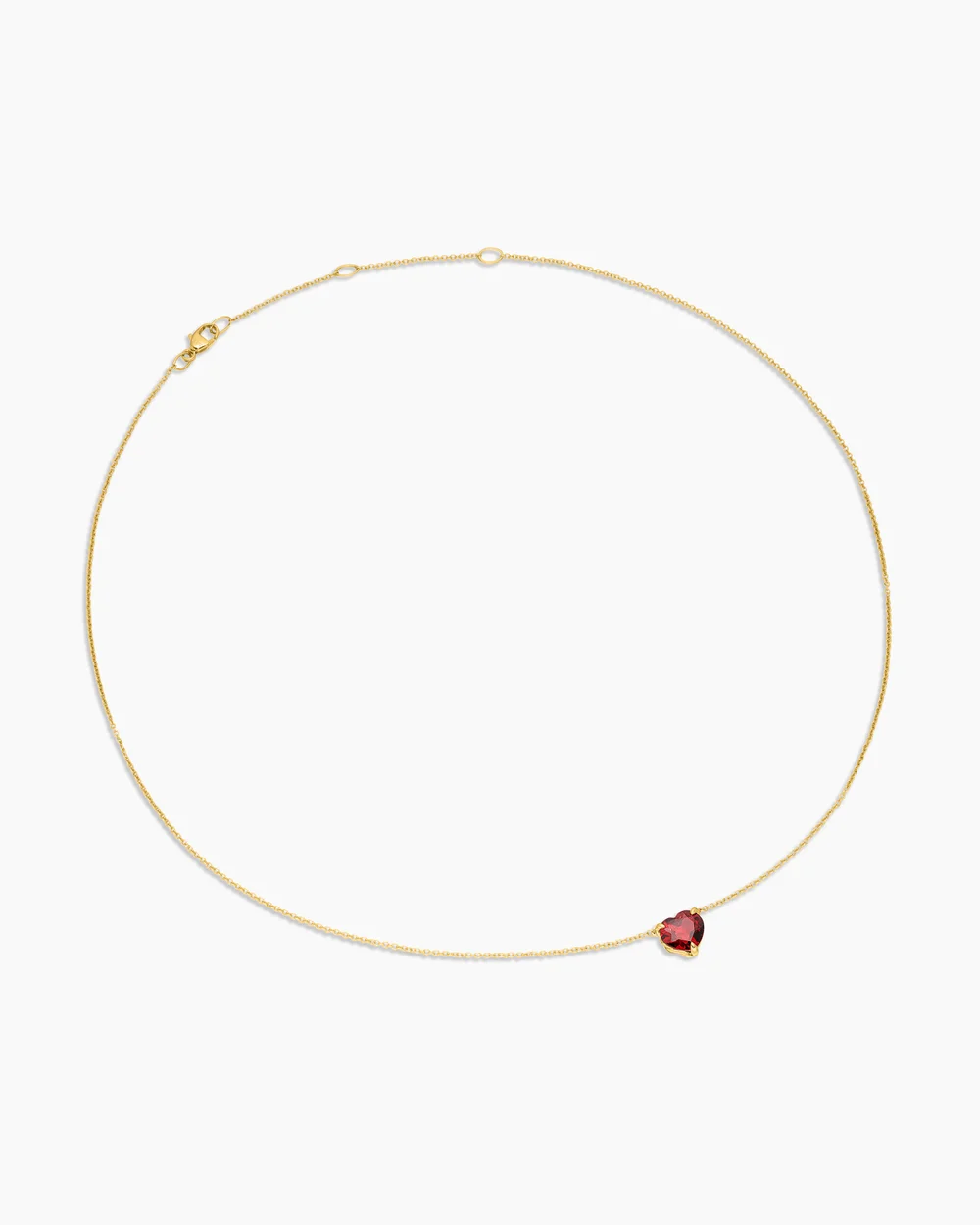Chatelaine® Heart Pendant Necklace 18K Yellow Gold with Garnet, 8mm