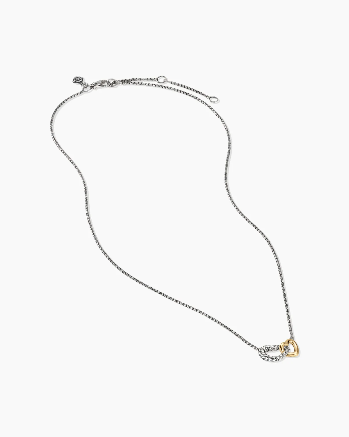 Cable Collectibles庐 Interlocking Heart Necklace Sterling Silver with 18K Yellow Gold, 16.4mm