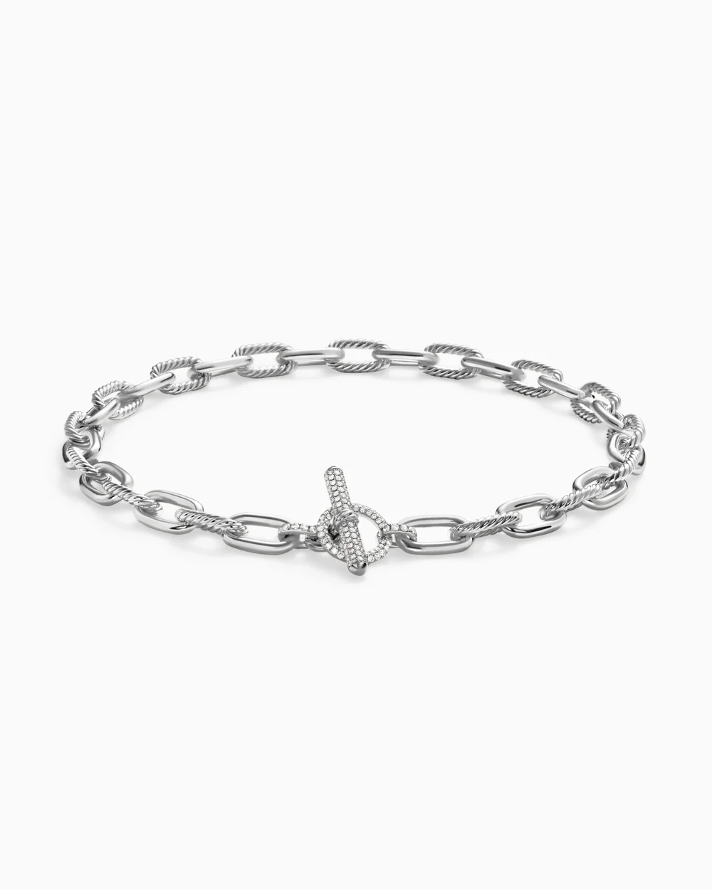 DY Madison® Toggle Chain Necklace Sterling Silver with Diamonds 11mm