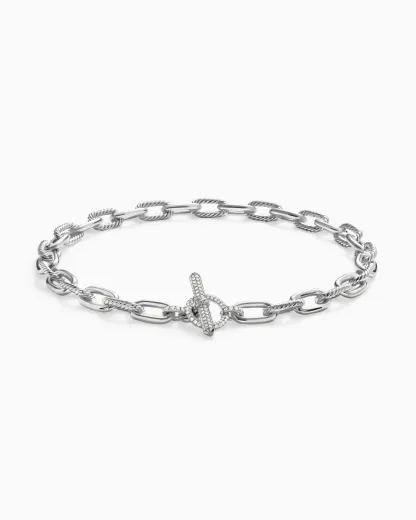 DY Madison® Toggle Chain Necklace Sterling Silver with Diamonds 11mm