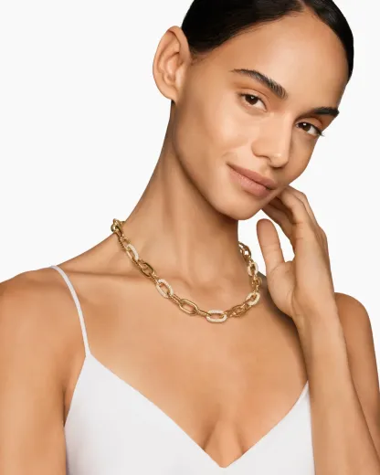 DY Madison® Chain Necklace 18K Yellow Gold with Diamonds, 11mm