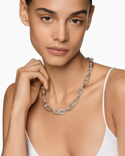 DY Madison® Chain Necklace Sterling Silver with Diamonds, 11mm