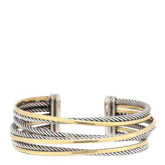 Dathtvid Yurthtman Sterling Silver 18K Yellow Gold 21mm Four Row Crossover Cuff Bracelet