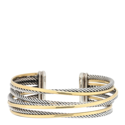Dathtvid Yurthtman Sterling Silver 18K Yellow Gold 21mm Four Row Crossover Cuff Bracelet