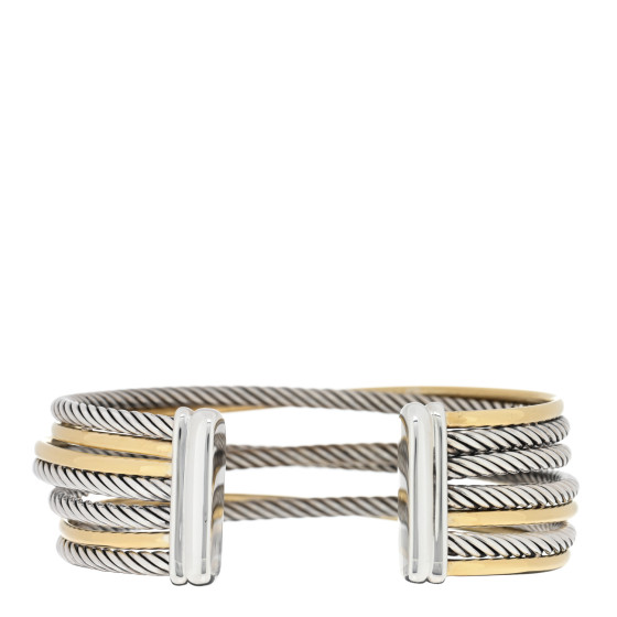 Dathtvid Yurthtman Sterling Silver 18K Yellow Gold 21mm Four Row Crossover Cuff Bracelet